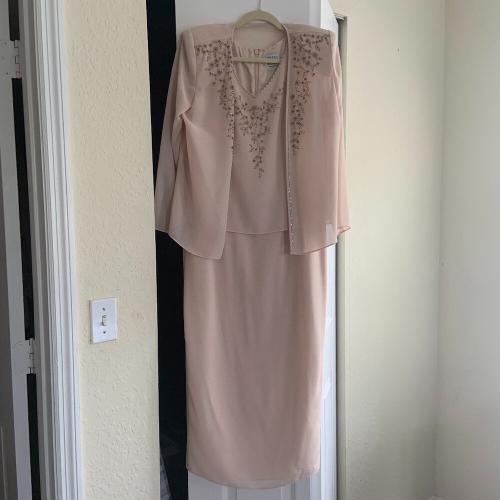 Vintage R & M Richards Karen Wong Mother of the Bride Dress Size 10 Dusty Pink